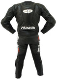 Perrini's Fusion Motorcycle Rider Racing Genuine Cowhide Leather Suit Black Color