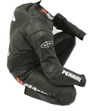 Perrini's Fusion Motorcycle Rider Racing Genuine Cowhide Leather Suit Black Color